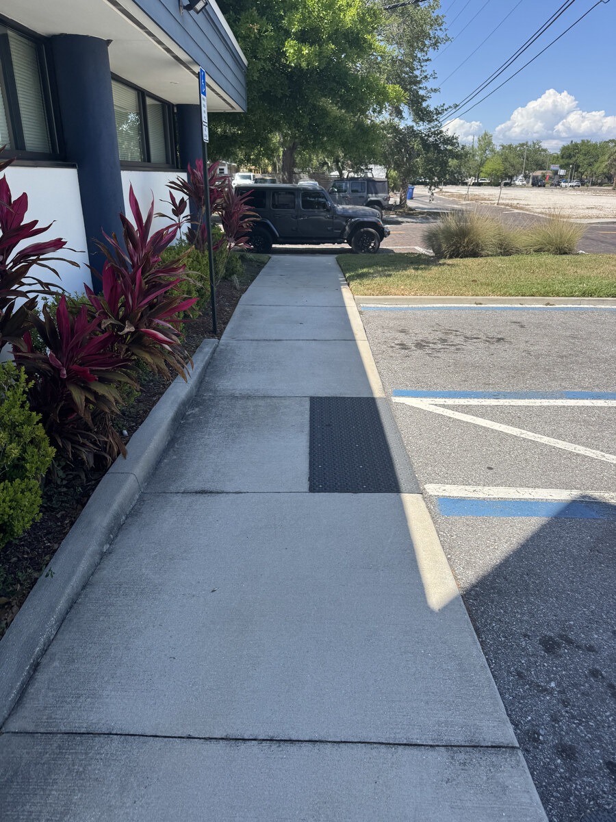 Clean walkway after pressure washing