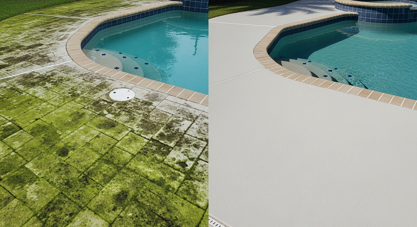 Pool Deck Restoration before and after