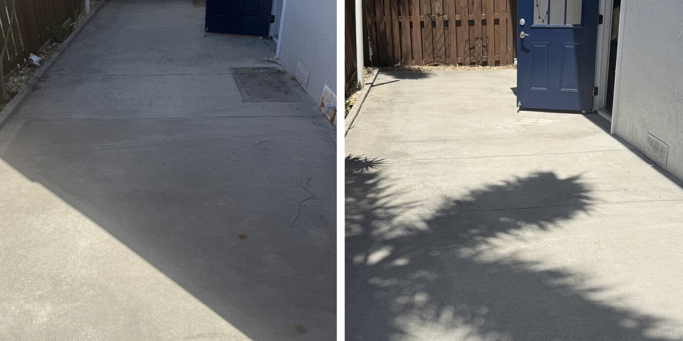 Residential driveway before and after